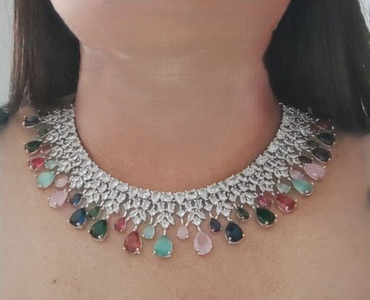 MULTI STONE AD NECKALCE