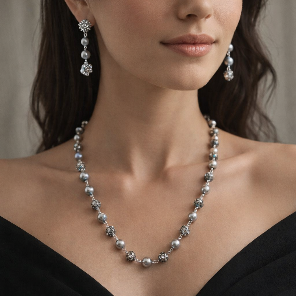 GREY PEARL NECKLACE SET