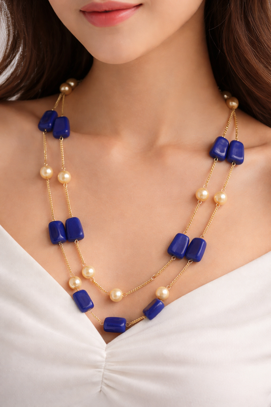 BLUE DOUBBLE LAYERED NECKLACE