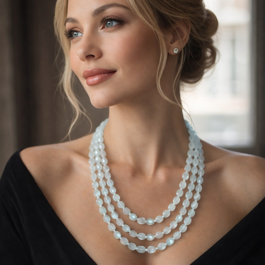 THREE LAYERED CRYSTAL BEADS NECKLACE