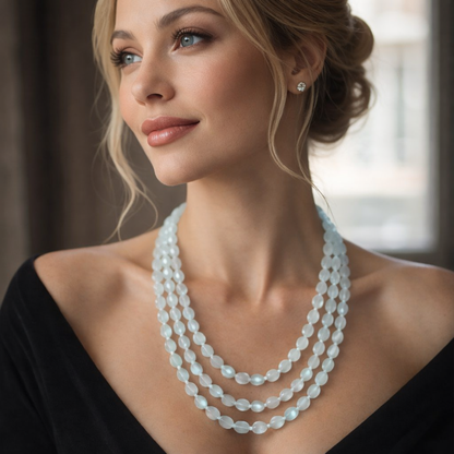 THREE LAYERED CRYSTAL BEADS NECKLACE