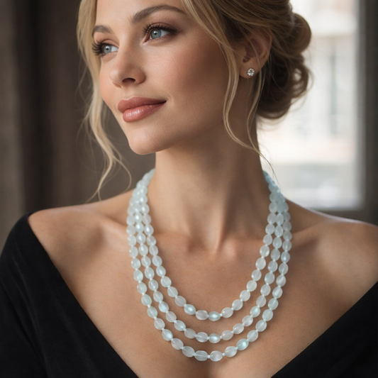 THREE LAYERED CRYSTAL BEADS NECKLACE