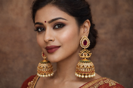 Antique Multi colored stone jhumka