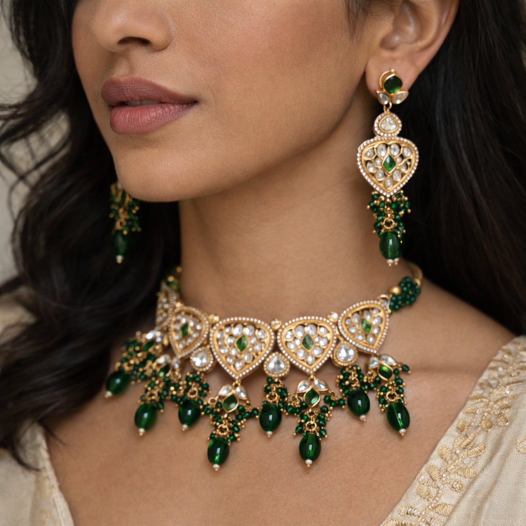 EMERALD GREEN NECKLACE SET