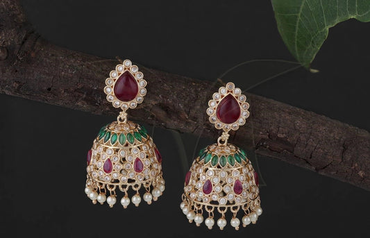 Ethnic Ruby Green Jhumka