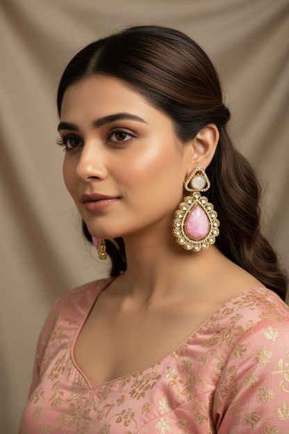 Elegant Pink Ethnic Earring