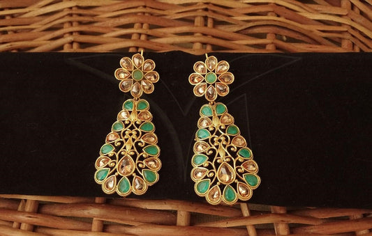Yellow Green Ethnic Earrings