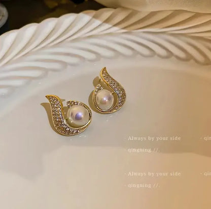 Pearl Zircon Earrings