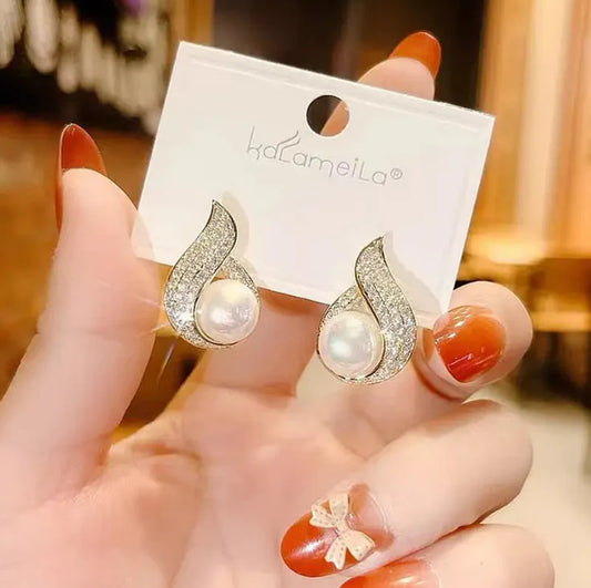Pearl Zircon Earrings