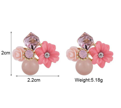 Pink Flower Stud Earring