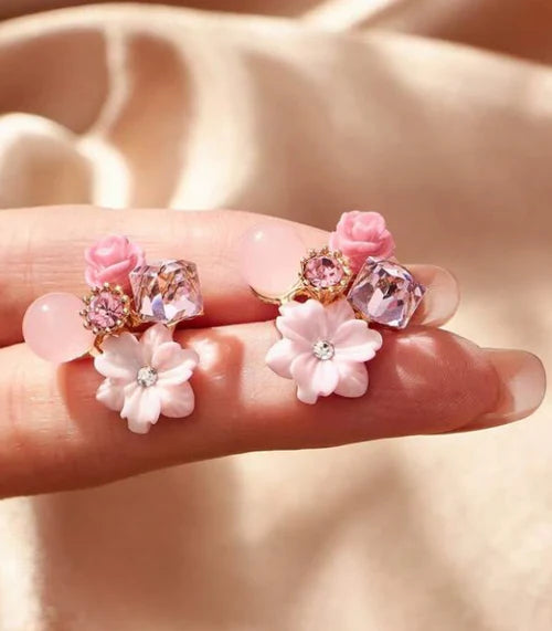 Pink Flower Stud Earring