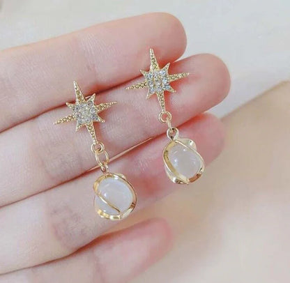 Star Pearl Drop Earring