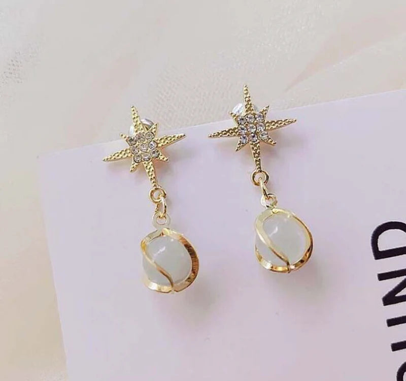 Star Pearl Drop Earring