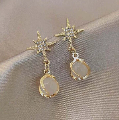 Star Pearl Drop Earring