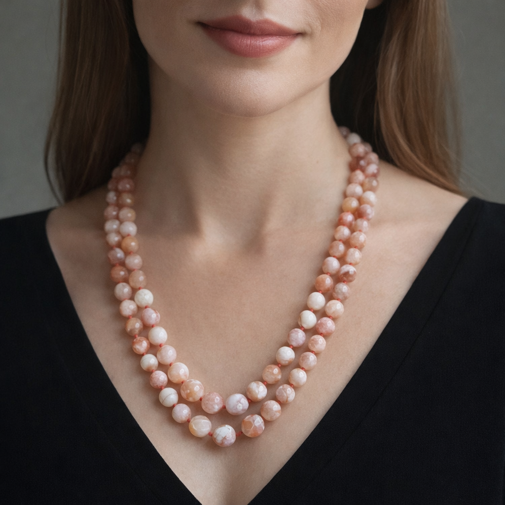 Glass Beaded -Pink - Necklace 