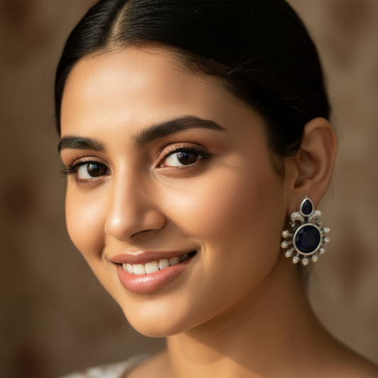 Oxidised Blue Earrings 