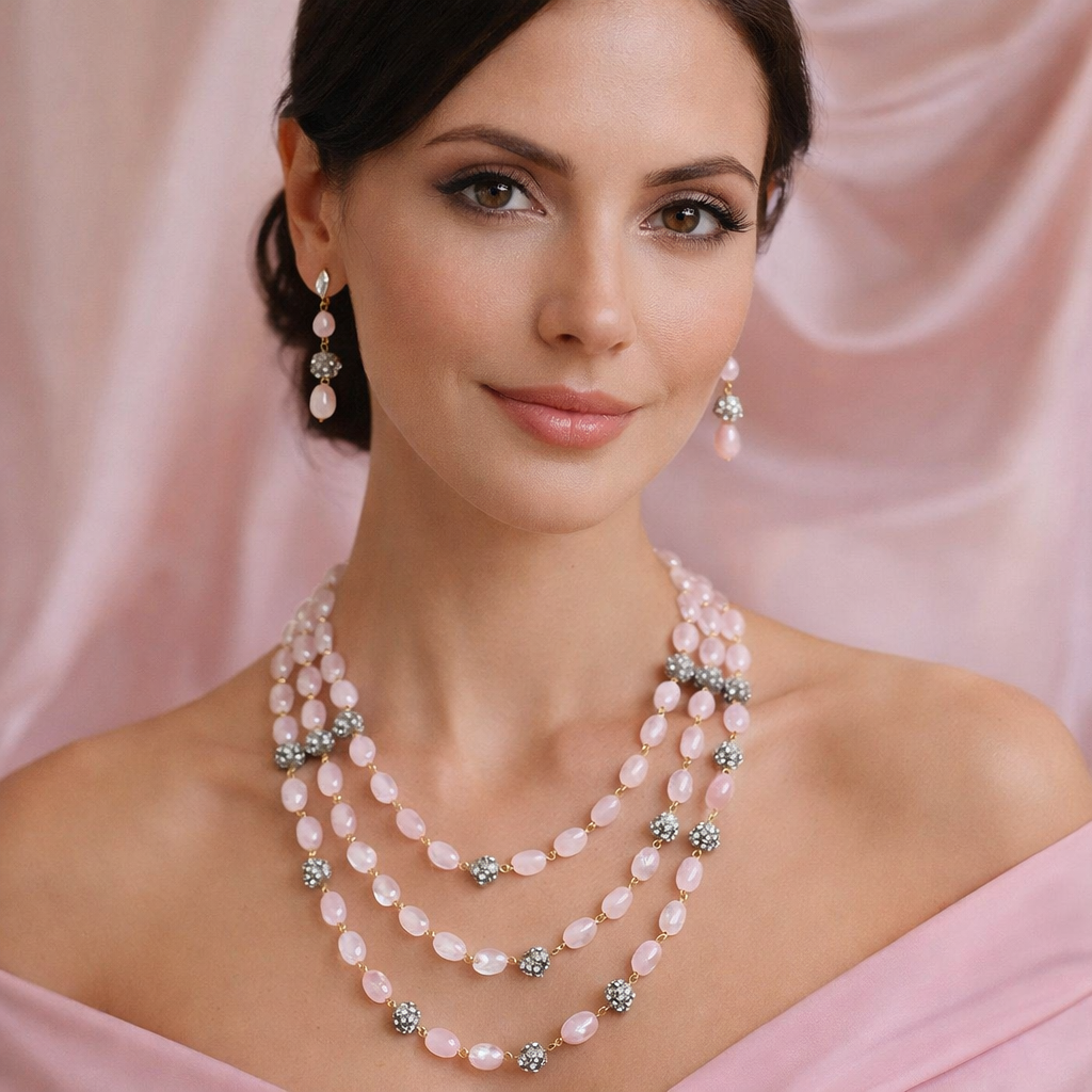 Pink Beaded -Necklace 
