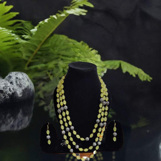 THREE LAYERED YELLOW NECKLACE