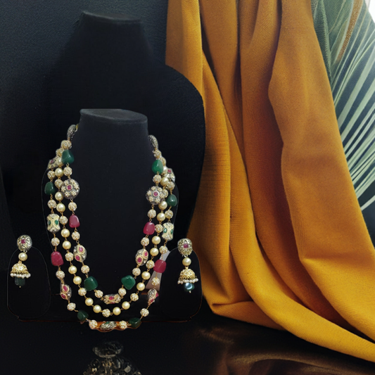 TREE LAYERED MULTI STONE NECKLACE SET
