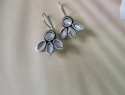 German Silver Grey Stone Dangle