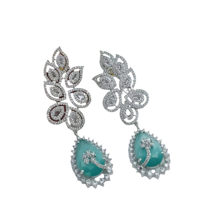 Exquisite Silvertone Green AD Earring