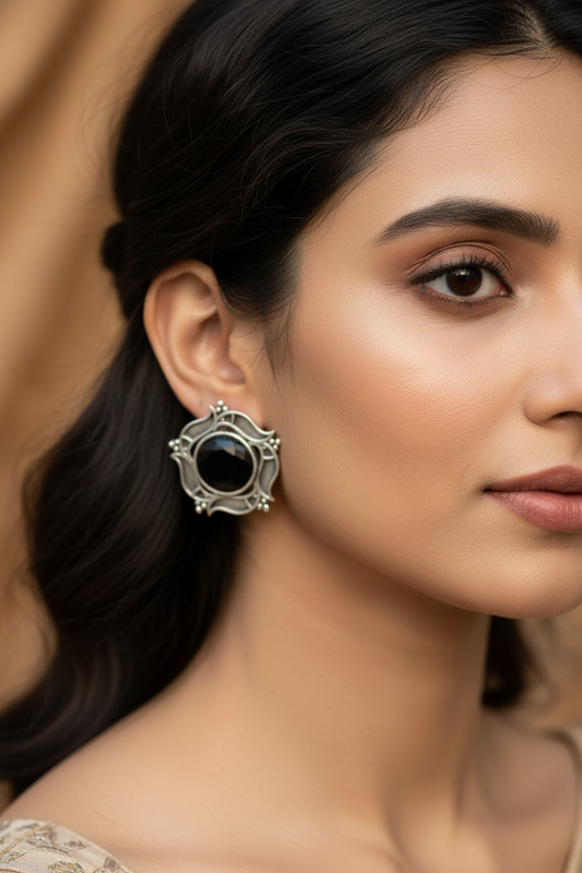 Black Oxidised Earring