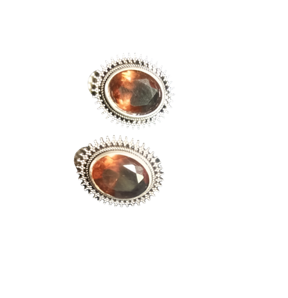 Brown Stone Oxidised Earrings