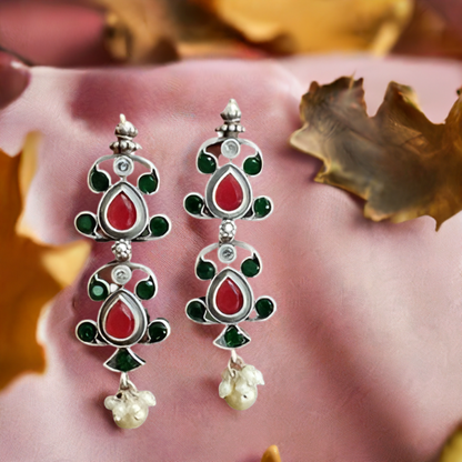 Green And Red Oxidised Dangle