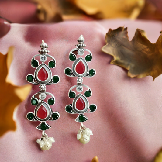 Green And Red Oxidised Dangle