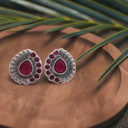 Silver Tone Oxidised Stud