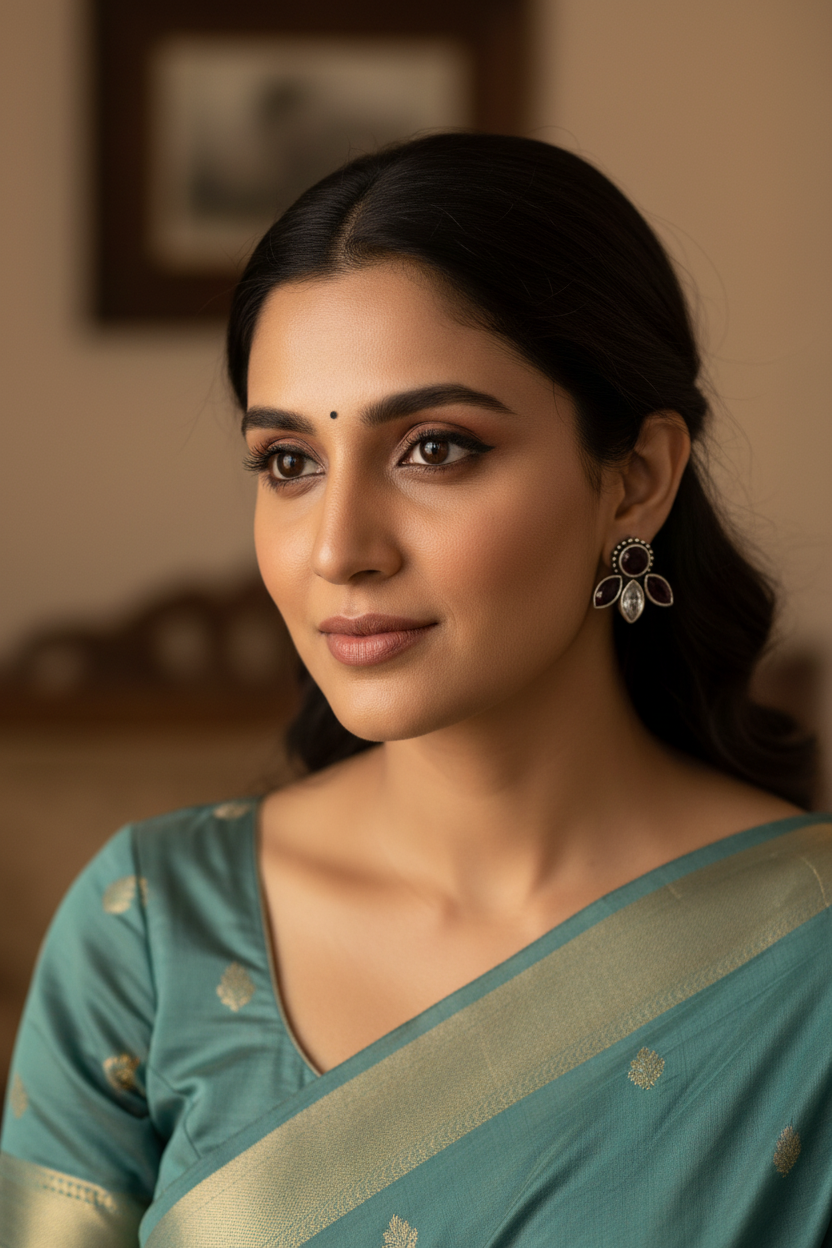 German Silver Red Stud