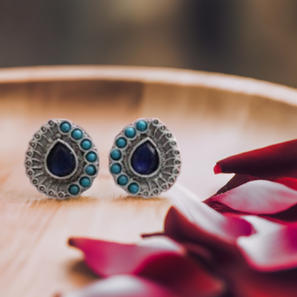 Silver Tone Oxidised Earring