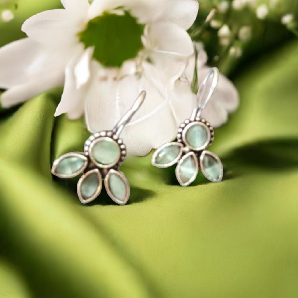 German Silver Light Green Dangle