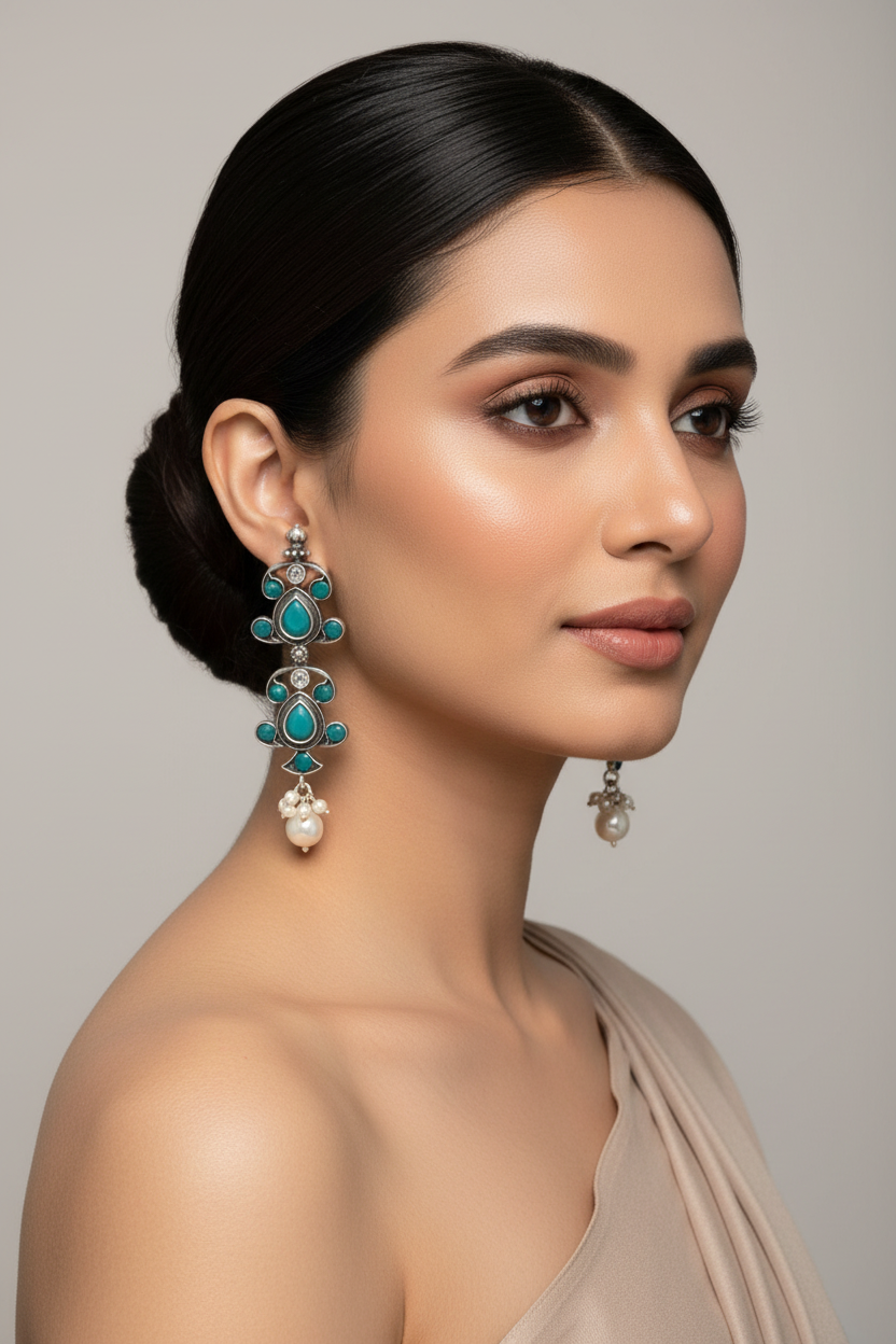 Light Blue Oxidised Earring