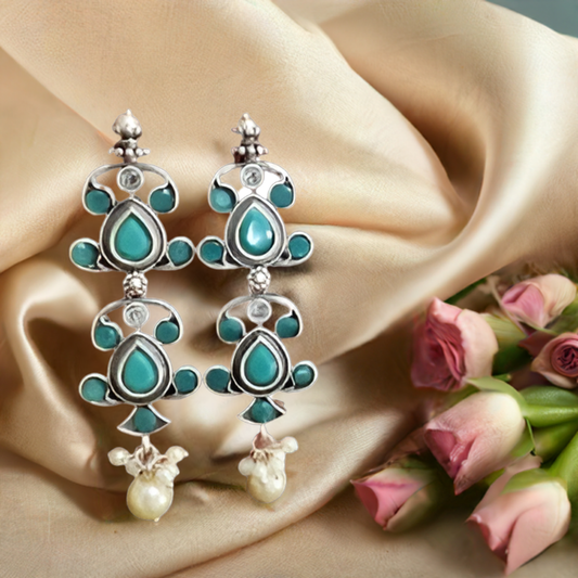 Light Blue Oxidised Earring