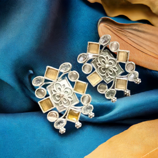 Yellow Stone Oxidised Earrings