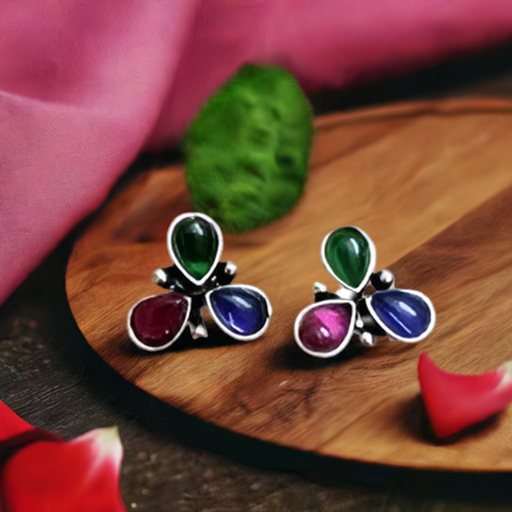 Multi color Oxidised Stud