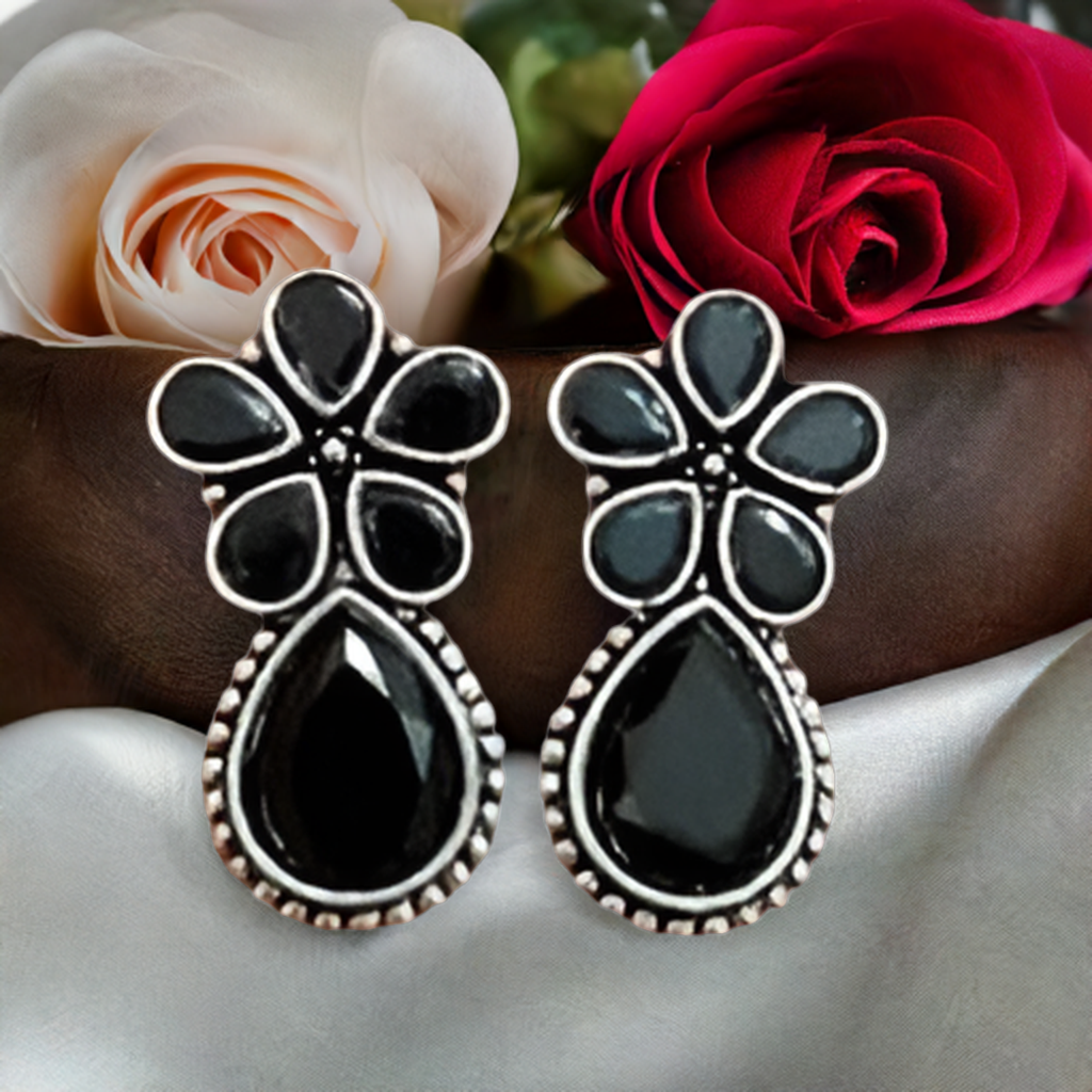 Lovely Black Oxidised Stud