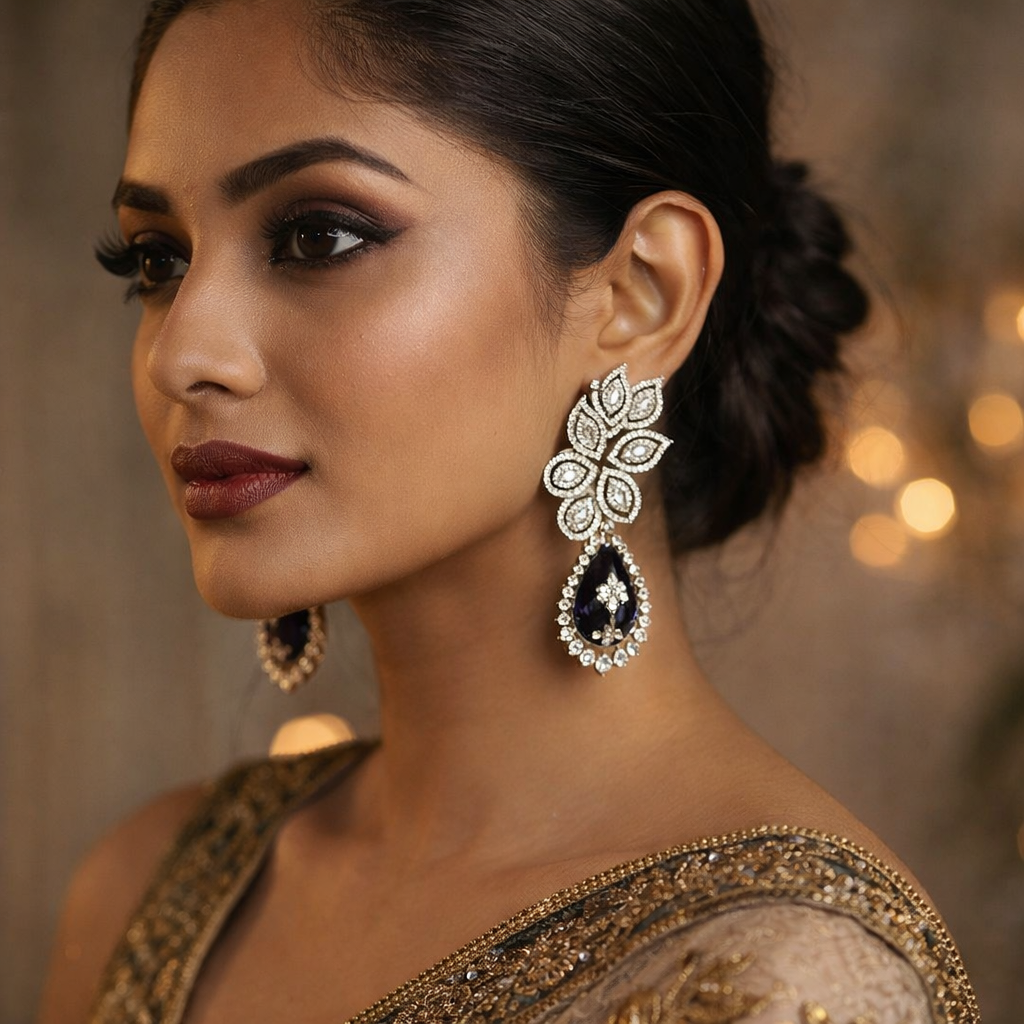 Dazzling Blue AD Earrings