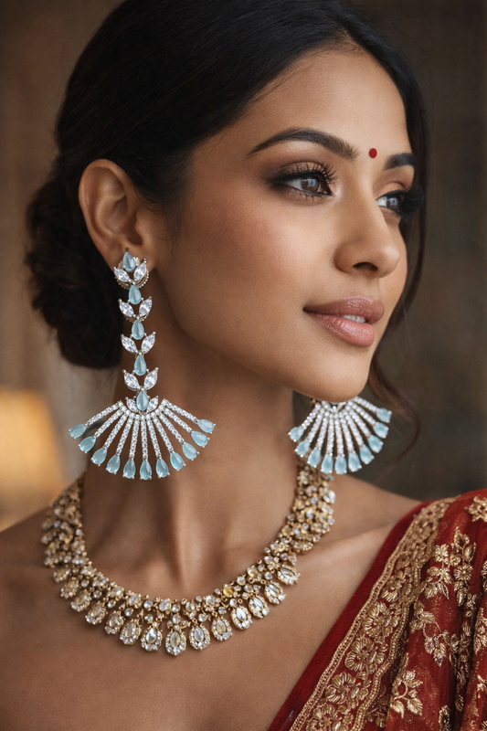 Elegant Blue AD Earrings